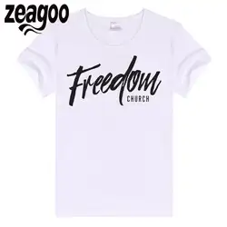 Zeagoo мягкие Повседневное, шеи экипажа Slim Fit Для женщин короткий рукав Футболка белый свобода