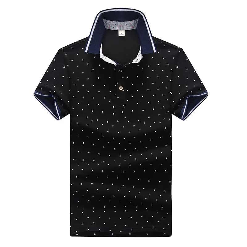 Новая брендовая мужская рубашка поло из хлопка с принтом в горошек, мужские летние рубашки поло с коротким рукавом, повседневные рубашки поло с отворотом