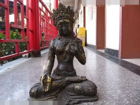 

S4029 Tibet Bronze Copper Gild White TaRa Kwan-Yin Guan Yin Bodhisattva Buddha Statue