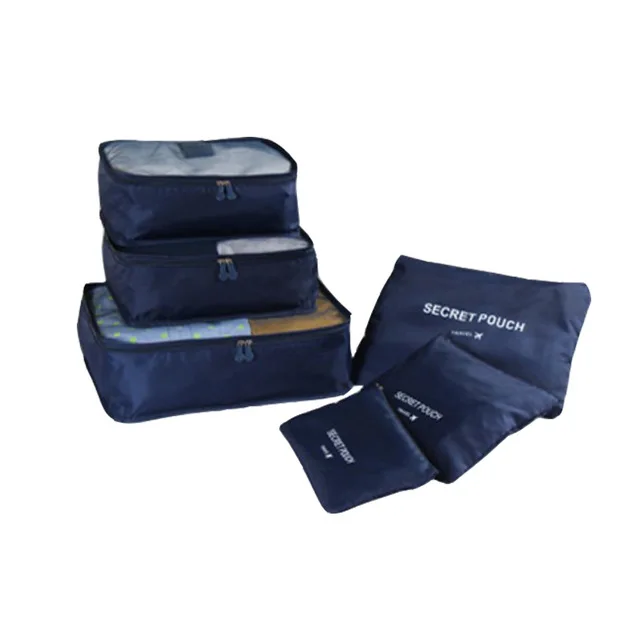 QIAQU 6 шт./набор, органайзер для путешествий, сумка для хранения, портативный органайзер для багажа, сумка для чемодана, аксессуары для путешествий - Цвет: Navy