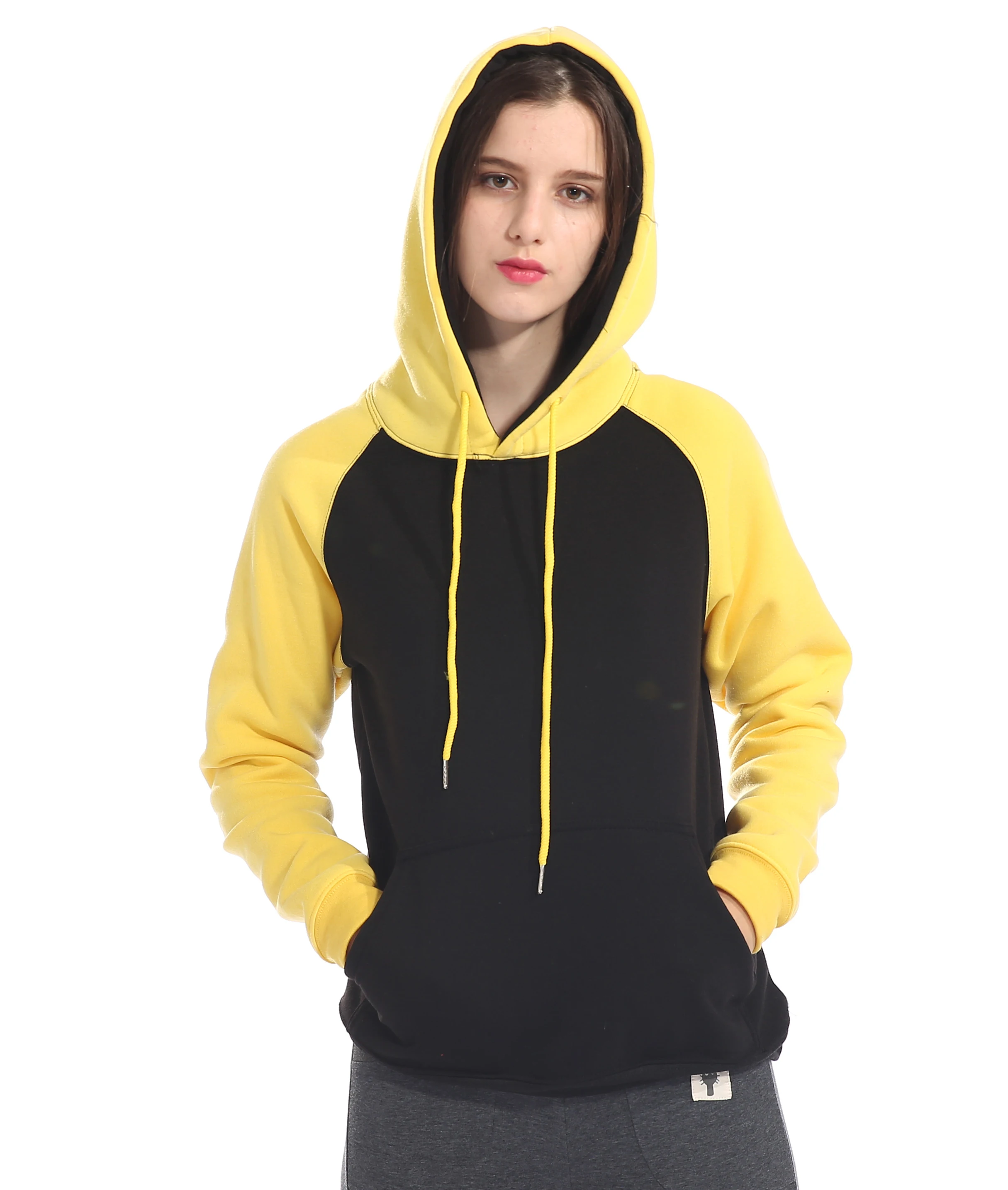 raglan sleeve hoodies for women warm fleece inside hooded female ...