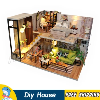 

Miniature Doll House Northern Europe Design Two-layer DIY Dollhouse Furnitures Adult Teenager Toys Figure Building Gifts Sets