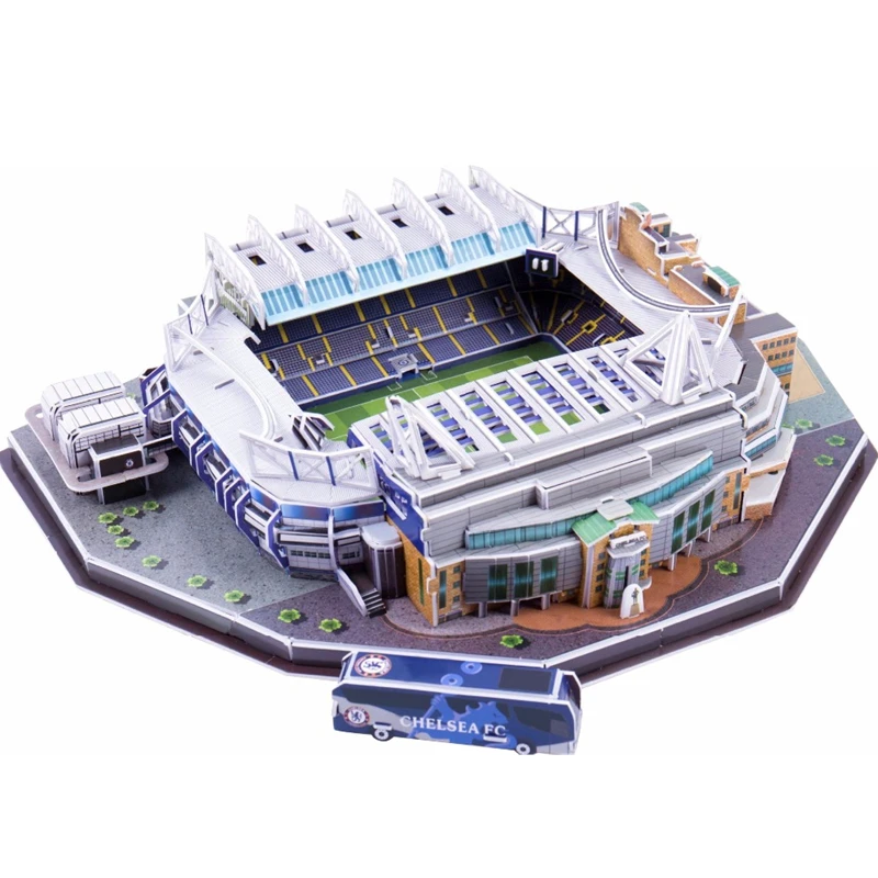 Классические пазлы модели 3D Великобритания Стэмфорд мост Великобритания RU соревнования футбольные игры стадионы DIY кирпичные игрушки масштабные наборы бумаги