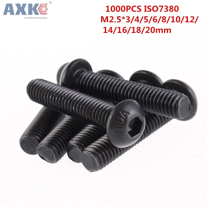 AXK 1000 шт. Grade10.9 iso7380 M2.5 * 3/4/5/6/8/10/12/14/16/18/20 2 5 мм Шестигранная кнопку головкой и