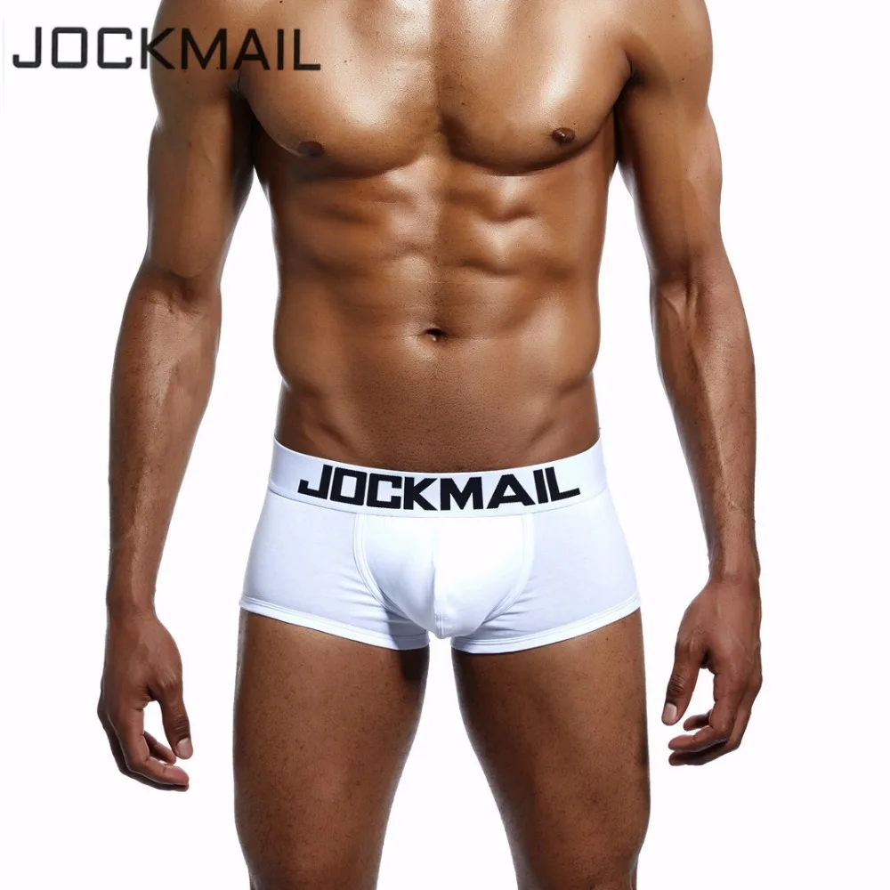 Бренд jockmail классический базовый однотонный Качественный хлопок Мужское нижнее белье боксеры шорты мужские трусы сексуальные трусы Гей ночное и нижнее белье