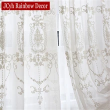 European Luxury Embroidered Sheer Window Tulle Curtains For Living Room White Curtains For Bedroom Wedding Ceiling Drape Cortina European Luxury Embroidered Sheer Window Tulle Curtains For Living Room White Curtains For Bedroom Wedding Ceiling Drape Cortina