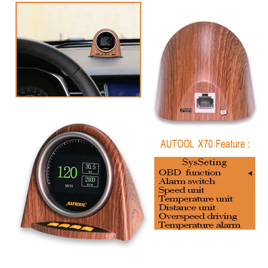 AUTOOL X70 Авто HUD Автомобильный дисплей подголовника автомобиля OBD 2 головы вверх