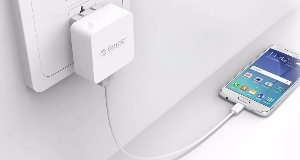 ORICO зарядное устройство для телефона Быстрая зарядка QTW-1U QC3.0 18 Вт Быстрое USB зарядное устройство для iPhone samsung Xiaomi huawei с 1 м бесплатным Micro USB кабелем
