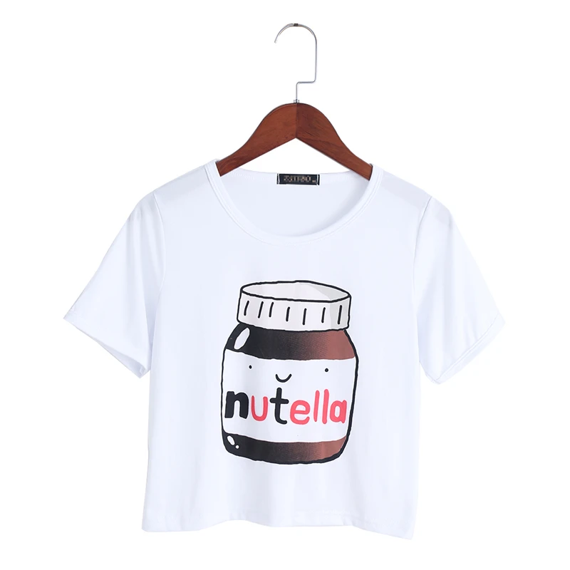 Женская футболка с коротким рукавом Nutella белая для фитнеса лето 2017| |