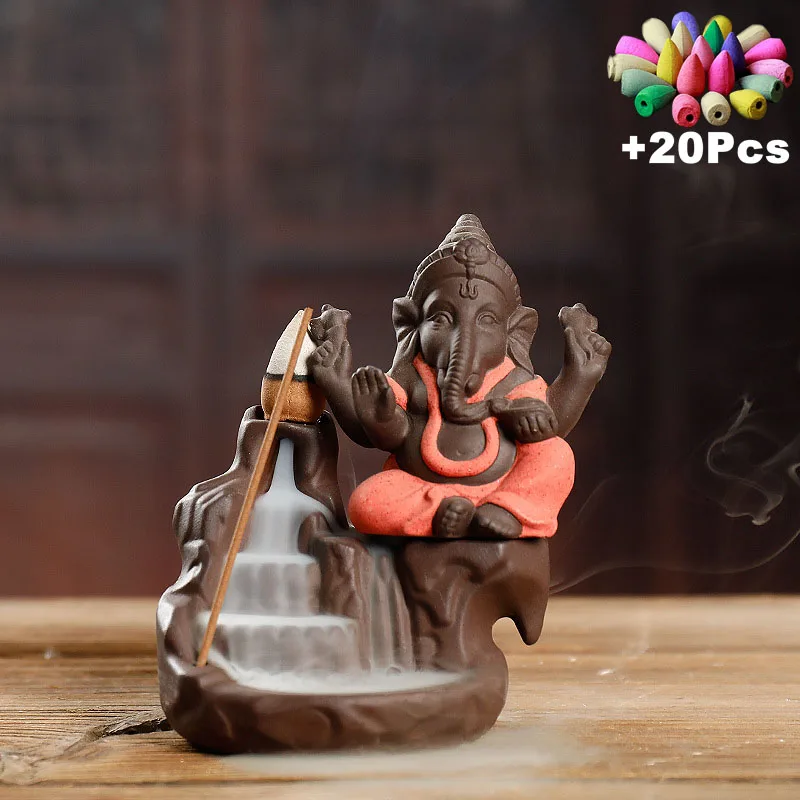 Курильница для благовоний Ganesha Backflow слон Бог эмблема благоприятный и успешный
