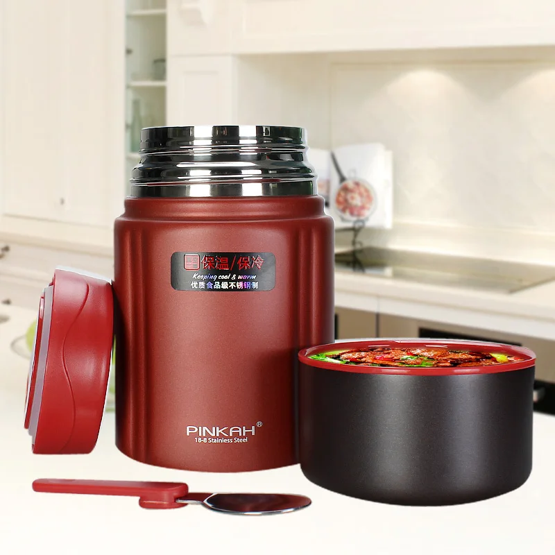 PINKAH 800 ML Termos Food Container food Jar With SpoonStainless Steel Insulated Thermal Keep Heat 
