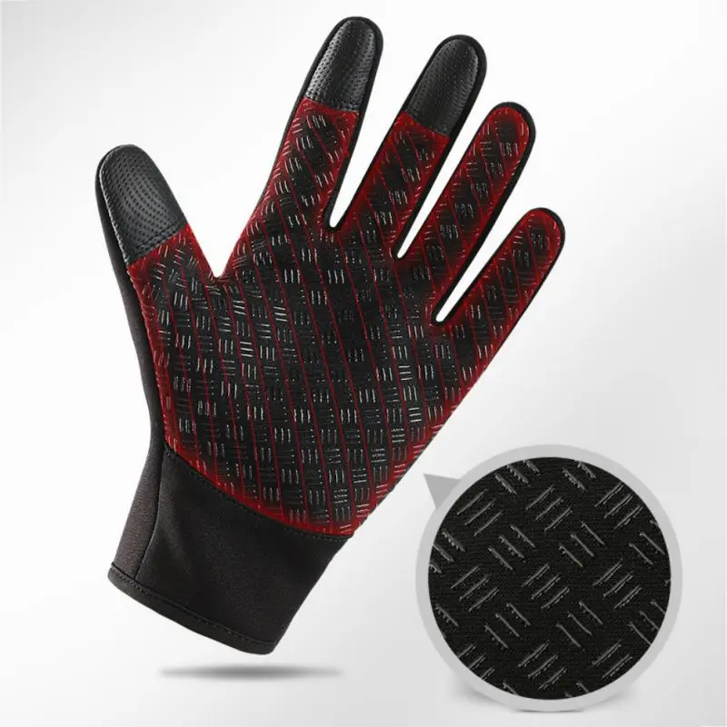 Мужские и женские уличные зимние лыжные теплые перчатки, мотоциклетные перчатки с сенсорным экраном, противоскользящие перчатки для вождения, ветрозащитные регулируемые перчатки на весь палец