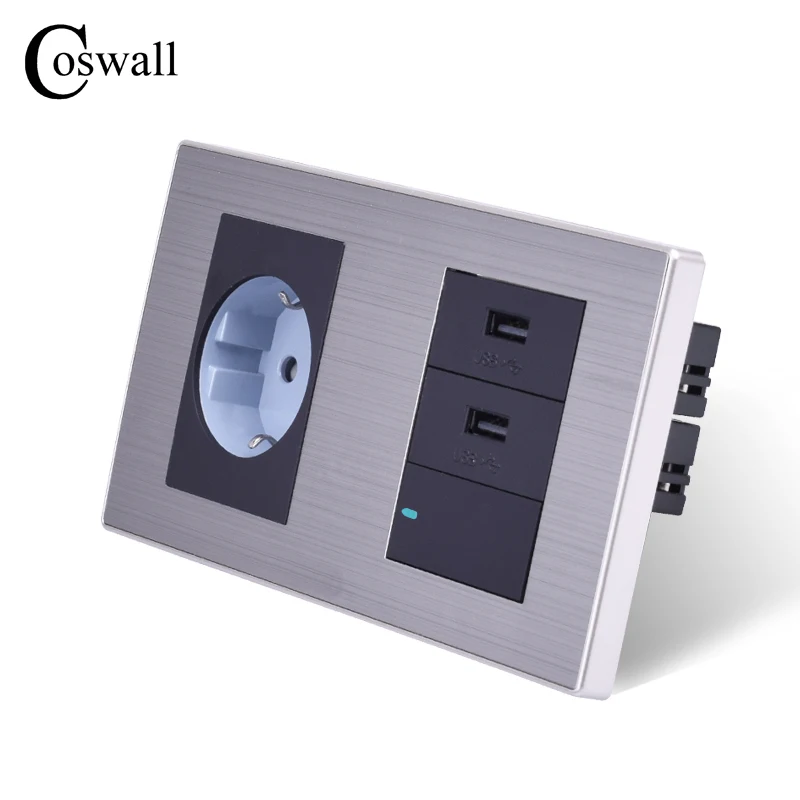 COSWALL двойная панель стандарт ЕС настенная розетка + двойное зарядное устройство