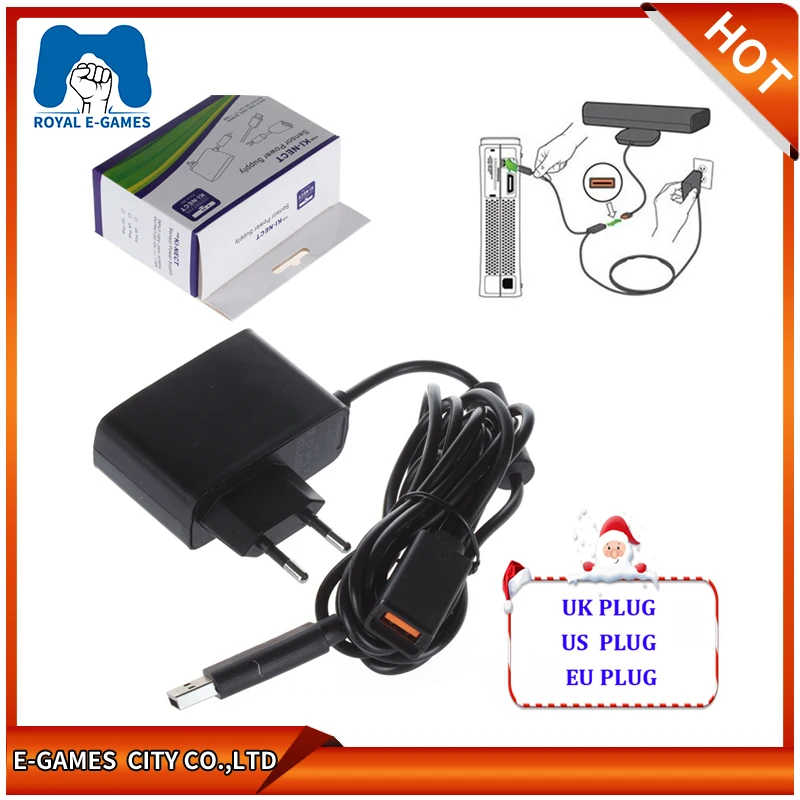 

5PCS/LOT Kinect Sensor Adapter for Xbox 360 AC 100V-240V Power Supply Adapter Charger for Microsoft Xbox 360 Kinect Sensor