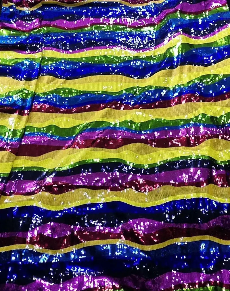 H 5204 sequin flower strip pattern luxury tulle lace fabric with