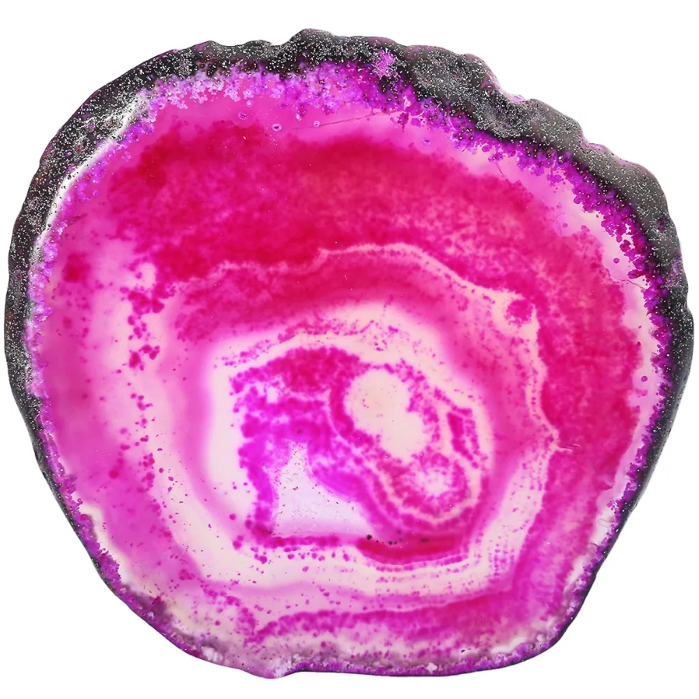 TUMBEELLUWA 1 лот(2 шт.) Фуксия Агат Ломтики Geode камни, подставки под чашки коврик, неправильной формы Декор кристаллы коллекция