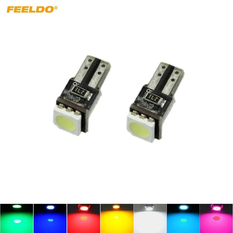 FEELDO 4 шт. T5 5050 1SMD Canbus без ошибок автомобильный интерьерный клиновидный базовый