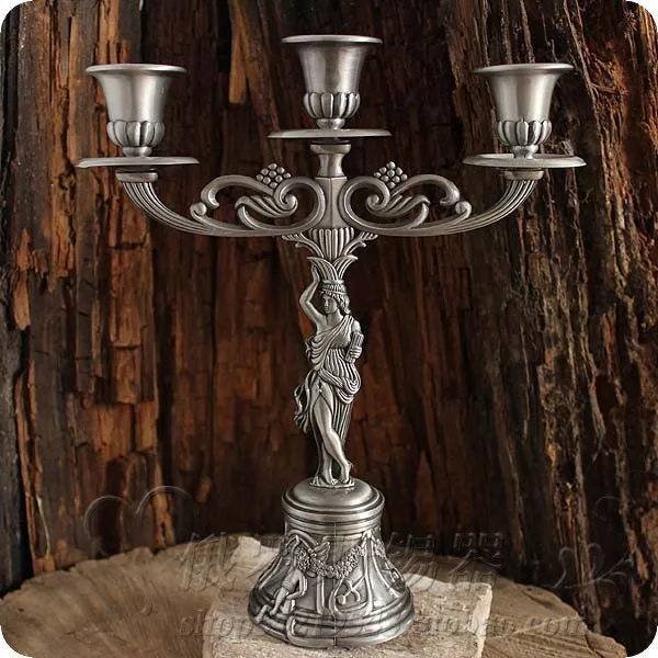 

Russian classical Tin Candlestick Tinware European three Ancient goddess Tin candle holders Free shipping