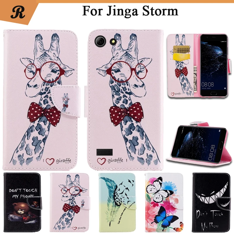 

Painted Wallet Flip Case For Jinga Storm PU leather Card Slot Stand bag High quality Cover fundas with Strap