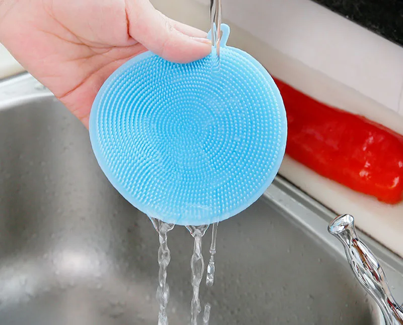 Silicone Dish Bowl Cleaning Brush Multifunction Scouring Pad Pot Pan Wash Brushes Kitchen Cleaner Washing Tool