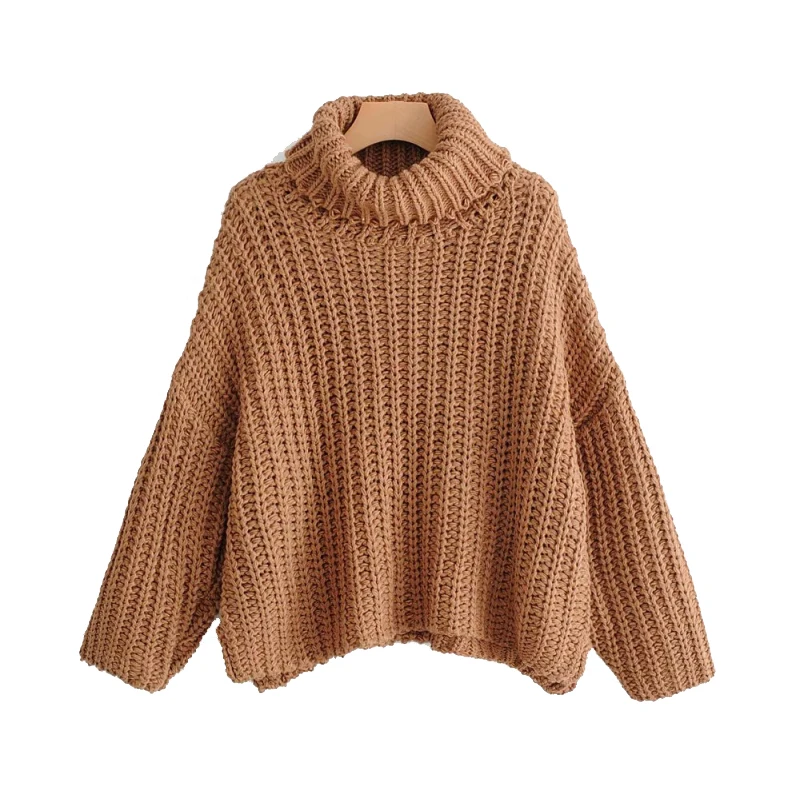 

Oversize Camel Women Knitted Sweaters Womens Spring-Autumn Turtleneck Pullovers Ladies Winter Chic Warm Knitwear Girls Sweater