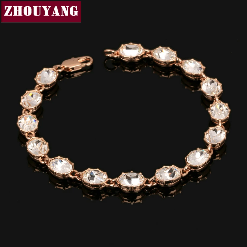 

ZHOUYANG Top Quality ZYH147 Simple And Noble Rose Gold Color Bracelet Jewelry Austrian Crystals Wholesale