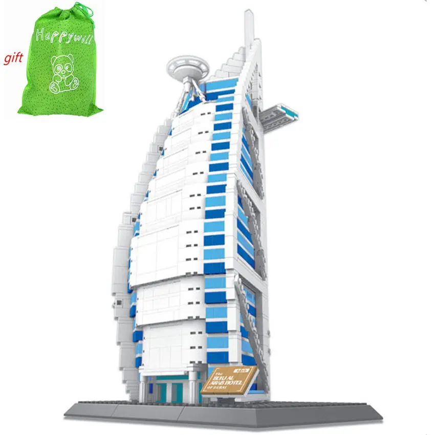 

1307pcs WANGE DIY The Burj Al Arab Hotel Of Dubai For Children's Educational Construction Toy Blocks 8018