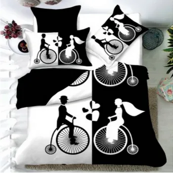 

Couple 3D Bedding 4pcs Large Black and White Mixed comforter bedding sets his and hers