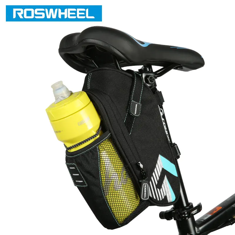 ROSWHEEL велосипедная седельная сумка с сумкой для бутылки воды или светодиодный светильник на заднем сиденье для хранения Pannier Pack Bycicle Bolsa 131396