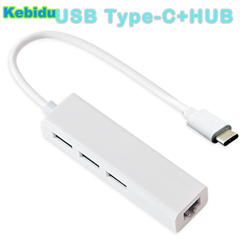 

Kebidu 3 Ports USB 2.0 PK USB 3.0HUB USB C Type C To Ethernet LAN RJ45 Network Card for Samsung for Macbook ThinkPad Wholesale