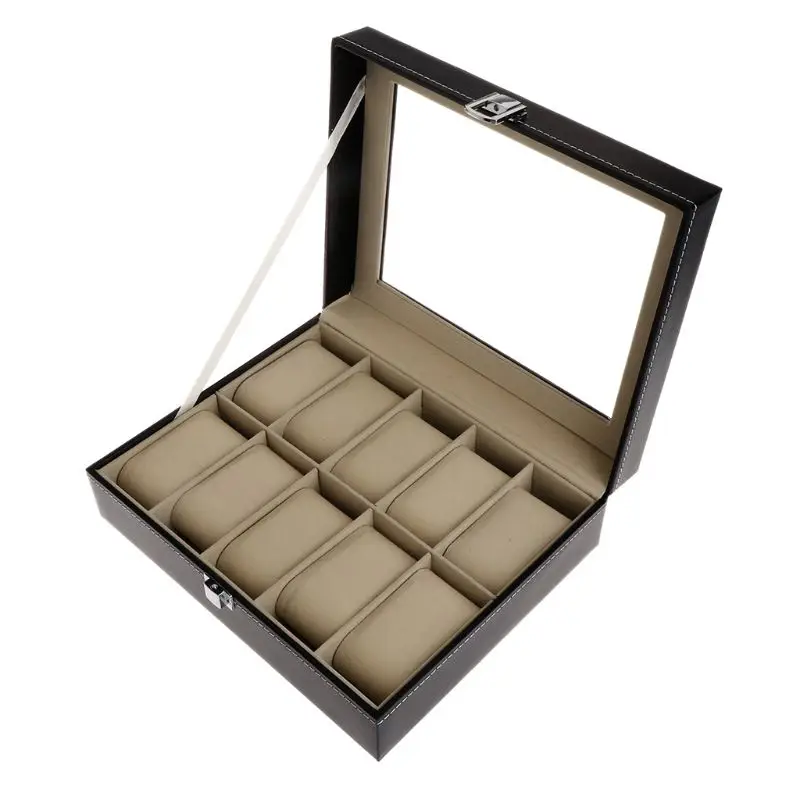 Коробка для часов сумка из искуственной кожи Чехол коробки для показа ювелирных изделий высокого класса искусственная кожа Органайзер часы Прозрачный чехол поставки
