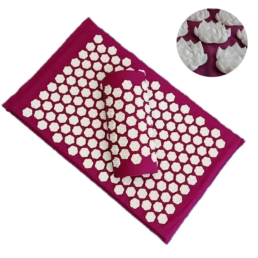 

Acupressure Lotus Spike Massage Pads Rug Acupuncture Mat(62*38cm)Pillow Back Neck Stress Relief Yoga Cushion Massager Relaxation