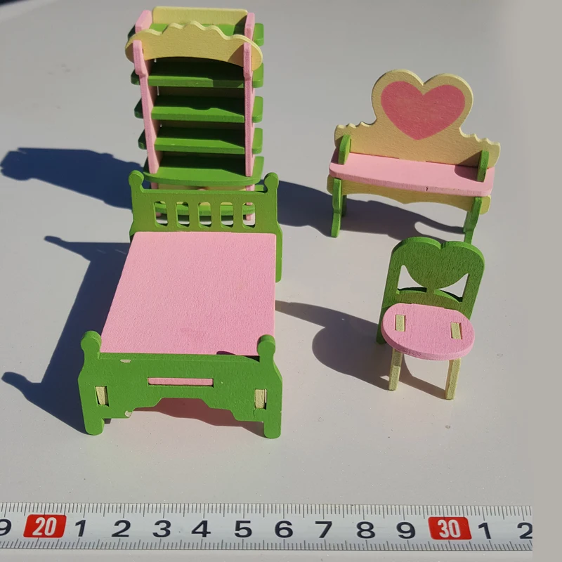 T01-X600 جديد الأطفال هدية الاطفال لعبة خشبية أثاث بيت الدمية مجموعة DIY ألعاب تعليمية غرفة نوم الحمام 2 مجموعة/وحدة