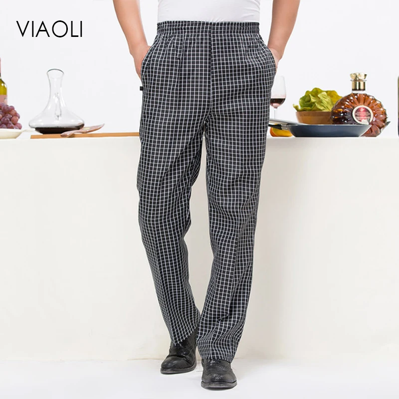 VIAOLI отель униформа повара брюки для шеф-повара Рабочая одежда ресторан полоса полу-эластичные брюки рабочая одежда Зебра брюки кухонные брюки