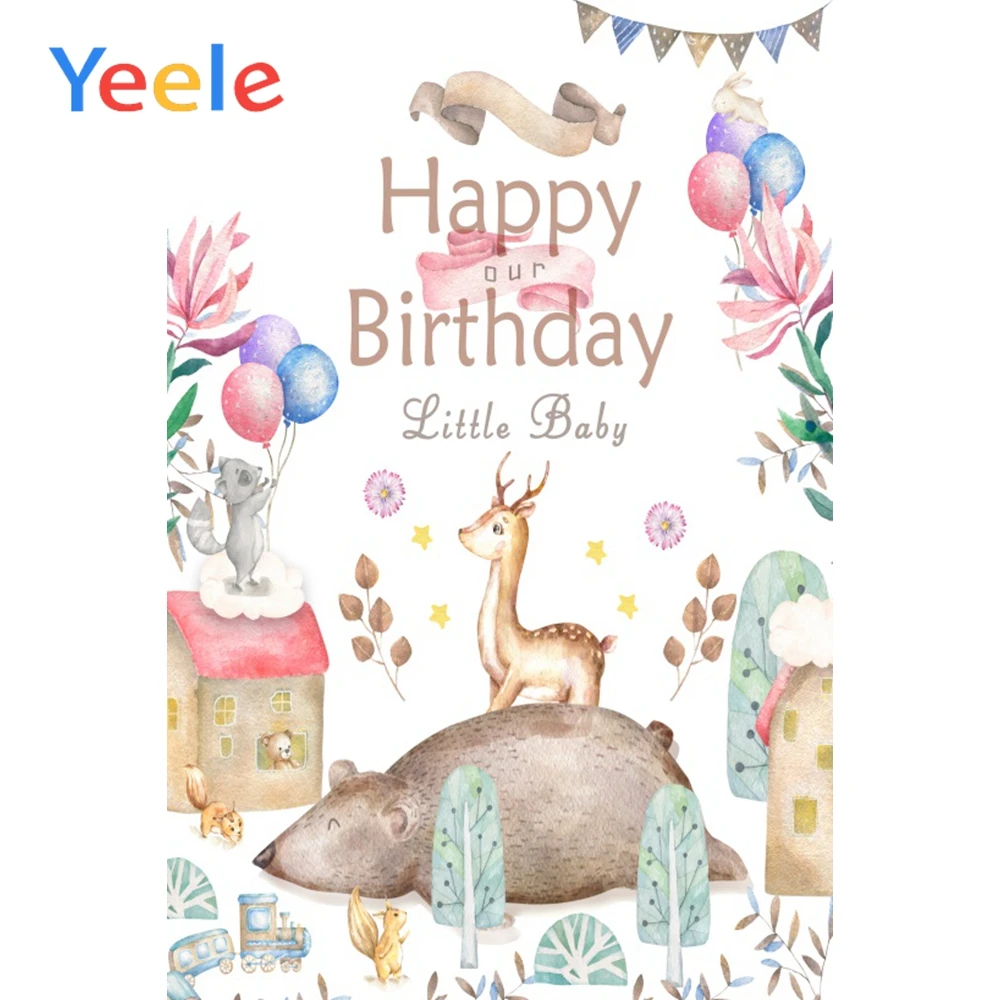 

Yeele Happy Birthday Little Baby Poster Cartoon Scene Photography Backgrounds Child Photographic Backdrop Props For Photo Studio