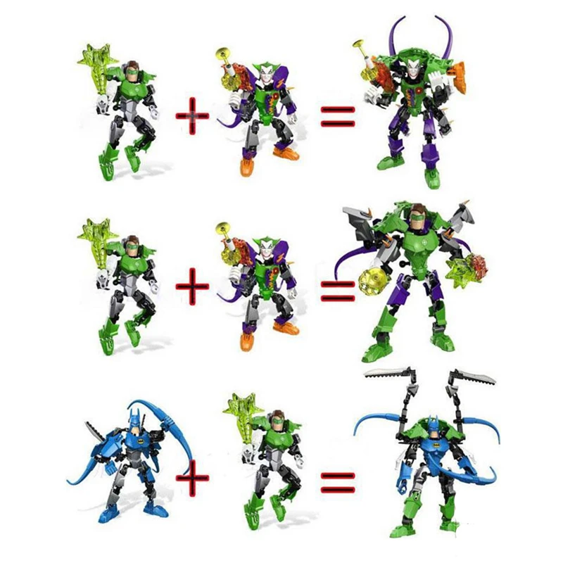 

6006 Super Heros Factory Iron Man Green Batman Captain America Clown Green light man robot building block