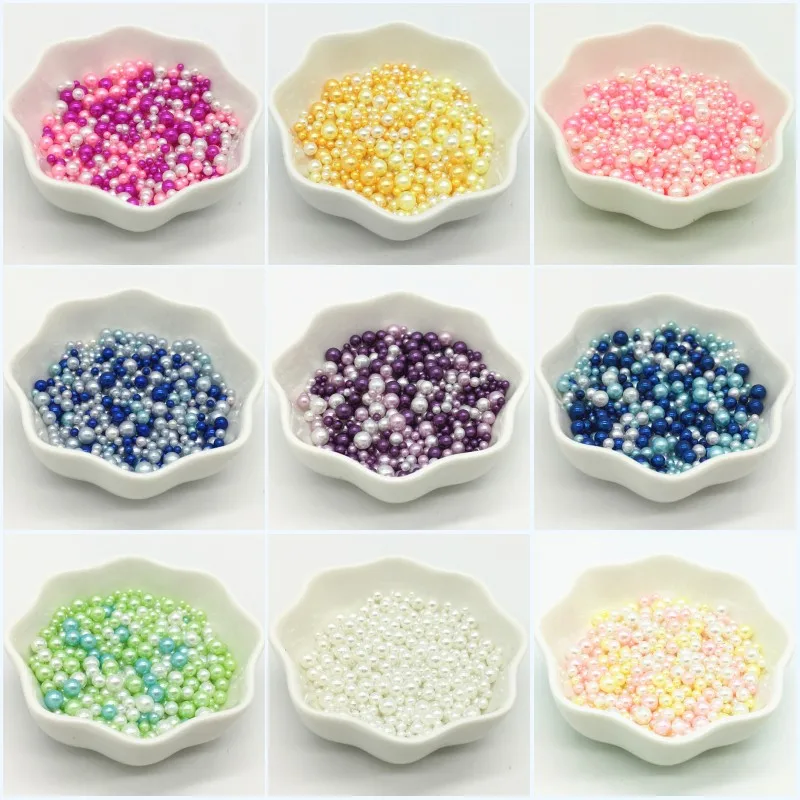 

2/3/4/5mm Multi Size Option about 500Pcs/lot Random Mix Color No Holes Pearls Round Beads for DIY Craft Scrapbook Decoration