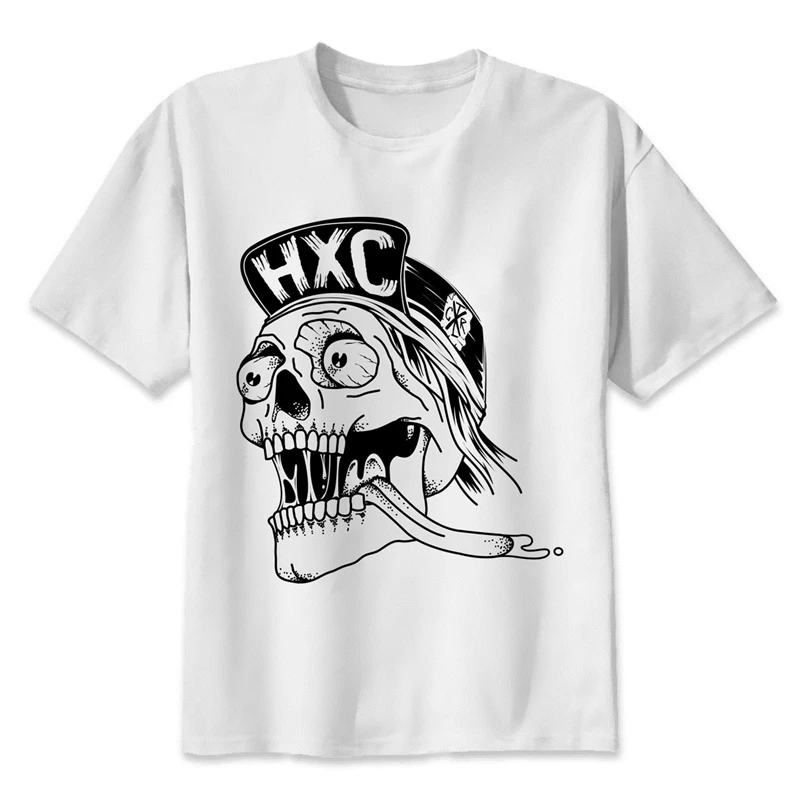 

Hardcore HxC Skull 2017 Summer Men t-shirt Brand Casual Round Neck Short Sleeve T Shirts male Wearing Tee Tops MR414