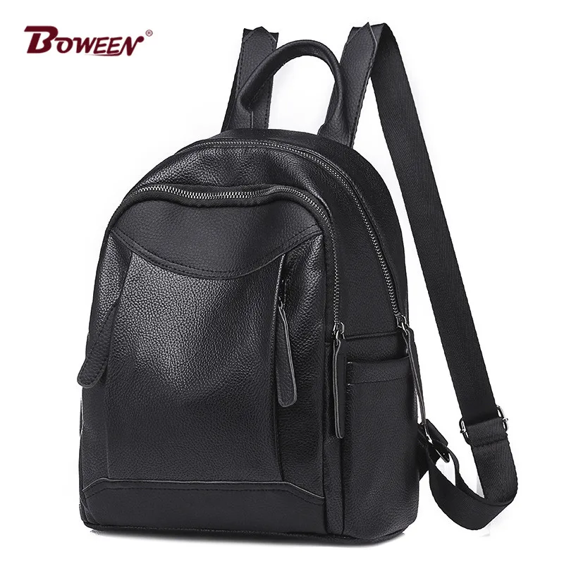 

vintage women backpack leather pu high quality Black Litchi soft Preppy Style female back pack for girls teenagers bagpack 2018