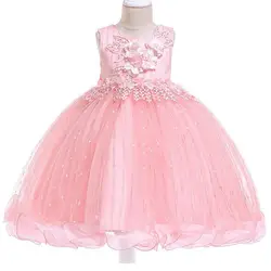 Коллекция 2019 года, кружевное свадебное платье с блестками для девочек, платье-пачка принцессы, детская одежда с цветочным рисунком для