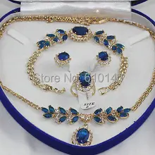 Красивый Голубой цирконий серьги браслета ring8 ожерелье