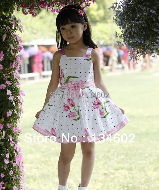 

Spring 2017 New to girl's cotton dress flowers children's summer clothing Age 3~7 Retail free shipping