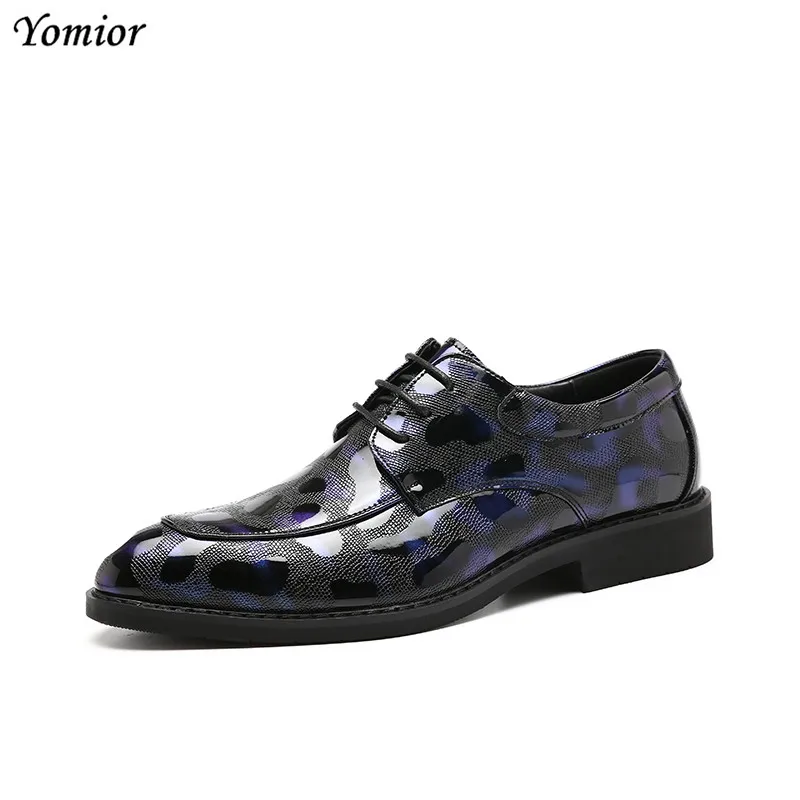 

Yomior New Autumn Men Leather Shoes Pointed Toe Lace-Up Fashion Italian Business Banquet Wedding Oxfords Big Size Christmas Gift