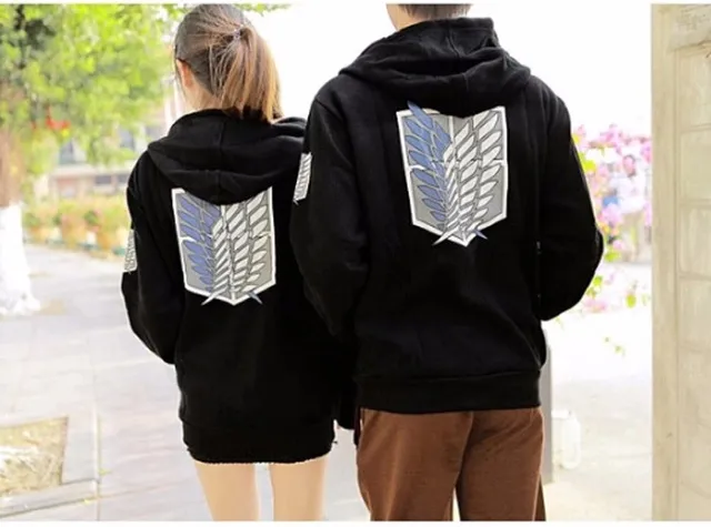 2 Colors Anime Attack on Titan Unisex Cosplay Costume Green/Black Hoodie Scouting Legion Hooded Jacket -