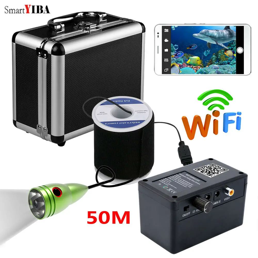 

SmartYIBA WIFI APP Control Smart Portable Fishing Finder Wireless Video Fishfinder White LED Underwater Camera Monitoring