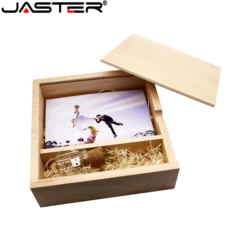 

JASTER 180*180*60mm Photo Album Wooden USB+Box usb flash drive Memory stick Pendrive 8GB 16GB customer LOGO Photography Wedding