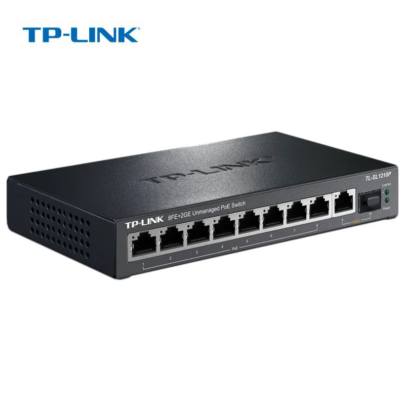 Сетевой коммутатор TP Link с 10 портами Металлический Стальной 8 портов POE 1