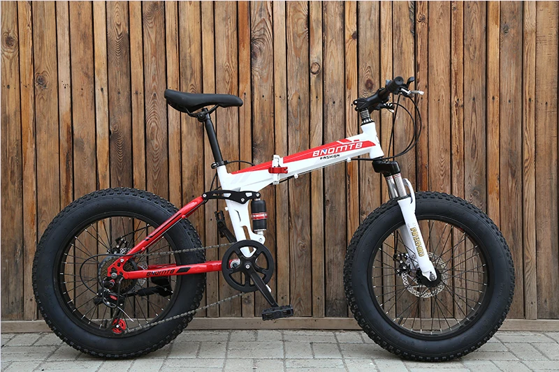 KUBEEN складной велосипед для снега MTB 2" 7 21 24 27 скорость двойной диск горный Fat велосипедная Подвеска стальная рама 4" Шины алюминиевые колеса