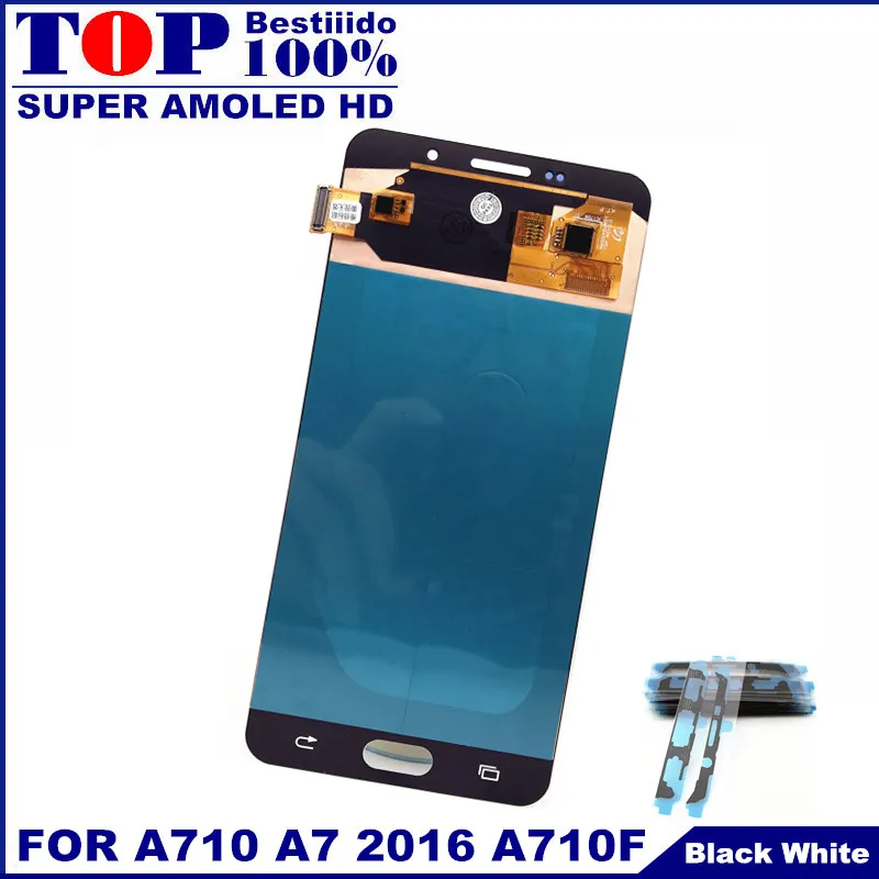 Замена датчика lcd s для Samsung Galaxy A7 A710 A710F A710M AMOLED телефон lcd дисплей кодирующий преобразователь сенсорного экрана в сборе