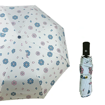 

1 Piece Car Spare Umbrella Flower Bird Pattern Automatic Three-fold Folding Sun Protection UV Windproof Umbrella